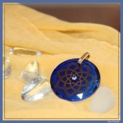 Colgante Litios Medallón  Ashtar  Sheran Azul- Circonia Diamante