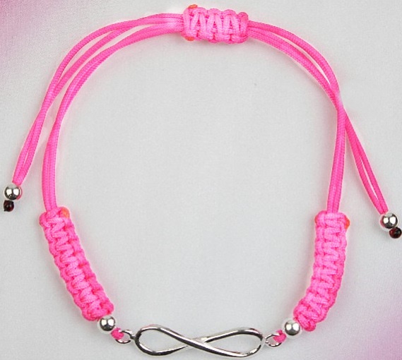 Pulsera Hilo Rosa  infinito, plata- PH0004R