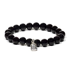 Mala pulsera madera negro con Buda 0.8cm-13281