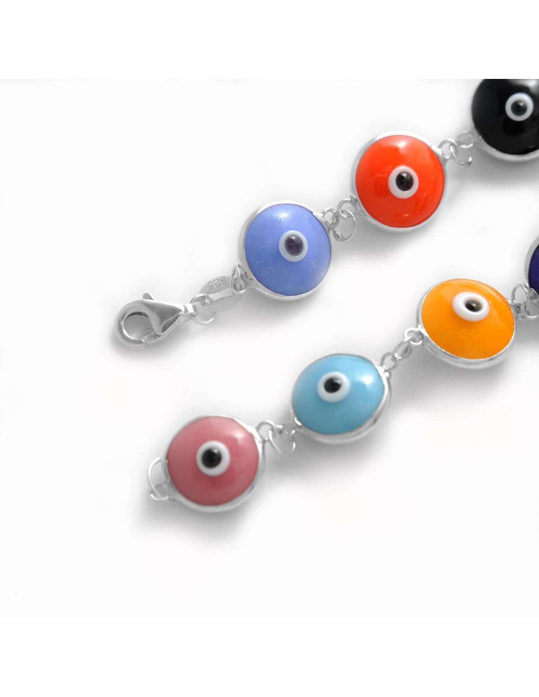 Pulsera Ojo Turco Plata  colores 08486