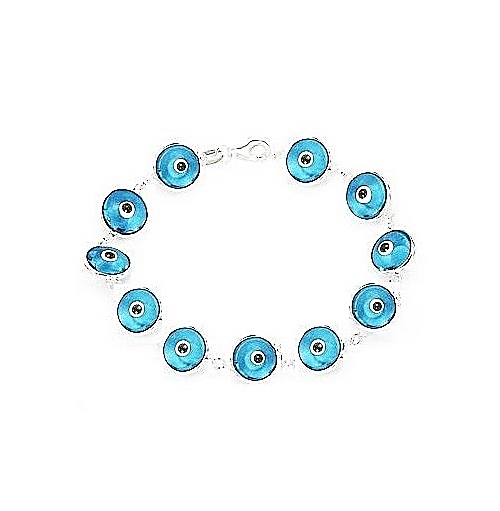 Pulsera Ojo Turco azúl claro /plata -8486