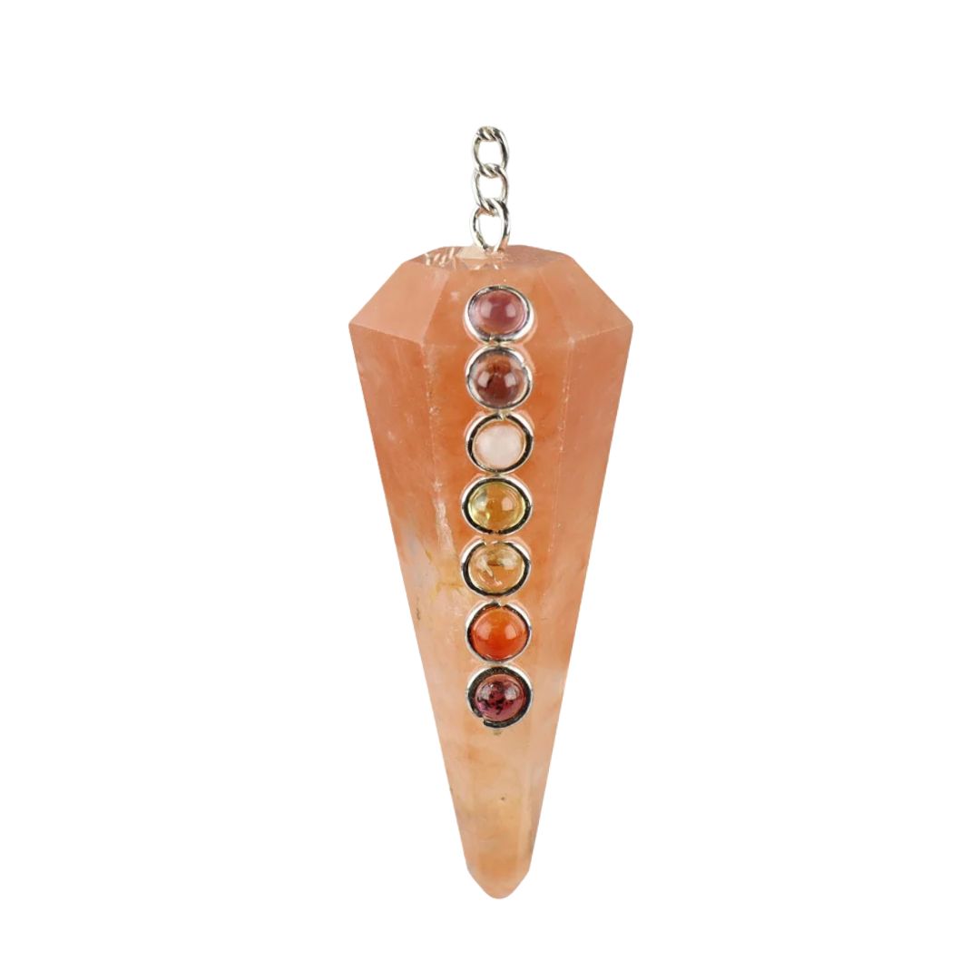 Pendulo  Calcita naranja fact, calibrado chakras 30085