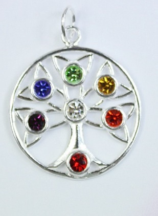 Colgante plata  arbol de la vida chakra PES4682