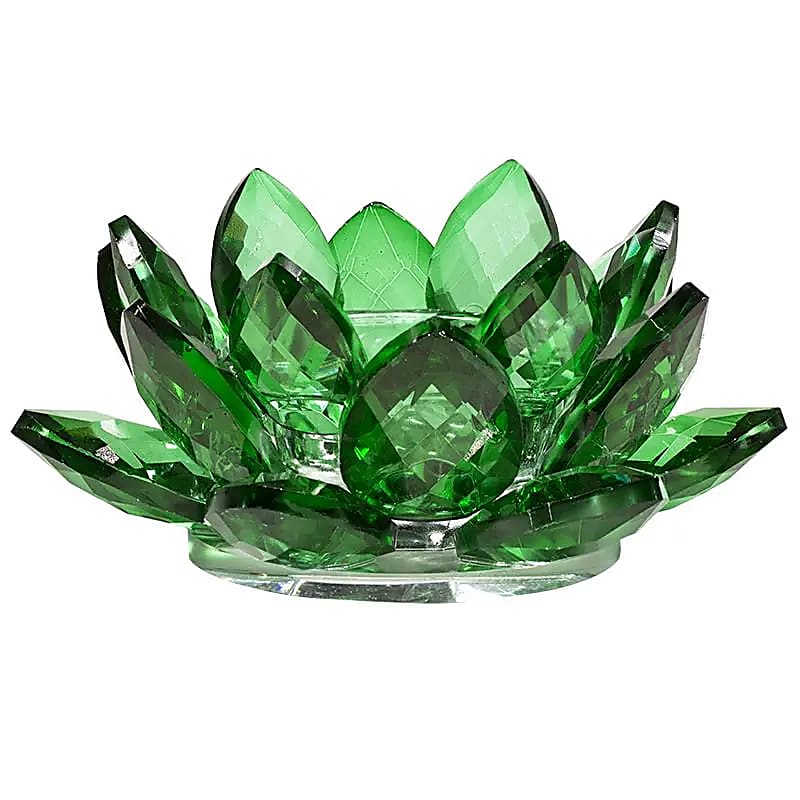 Portavelas cristal loto verde 13126