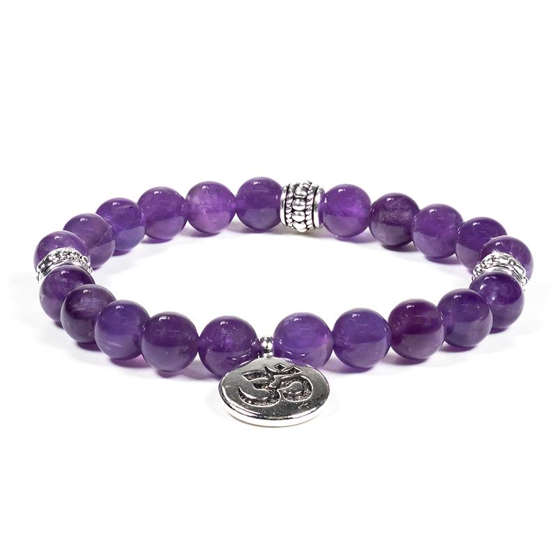 Mala pulsera elástica amatista Om-12225