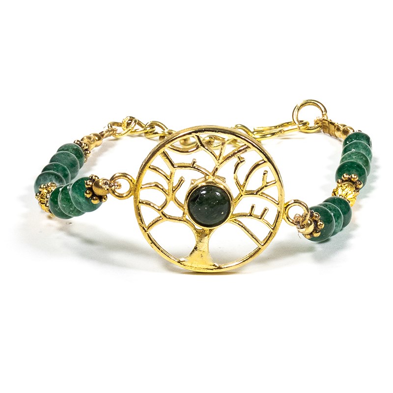 Pulsera árbol de la vida latón y aventurina 78102