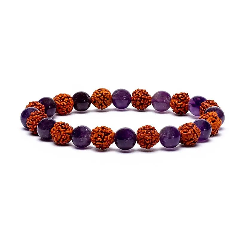 Pulsera rudraksha / amatista elástica-78085