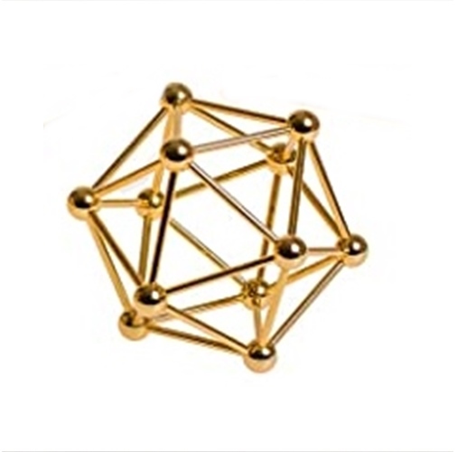 Poliedro Icosaedro metal dorado 8.5cm