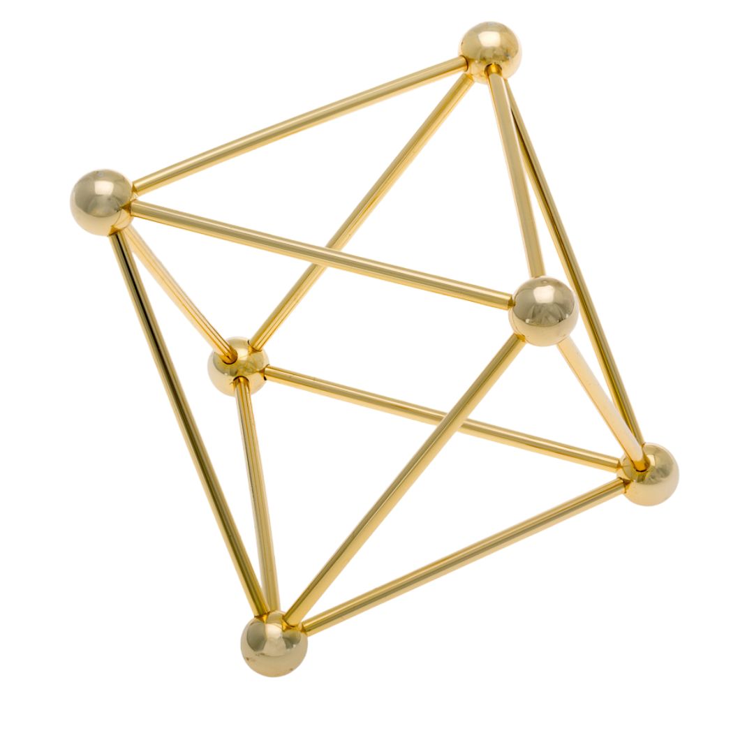 Poliedro Octaedro metal dorado 8.5cm