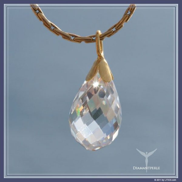 Colgante Litios Perla diamante de Gracia Eterna- Engarce dorado