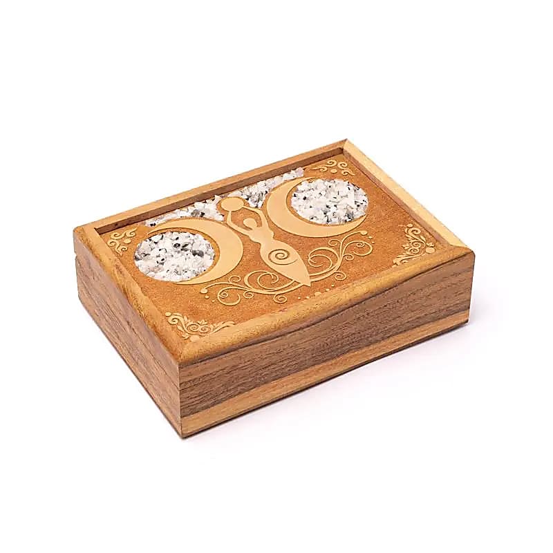 Caja para Tarot Diosa de la Luna piedra lunar arcoiris 18x12.5x5.5cm -6374