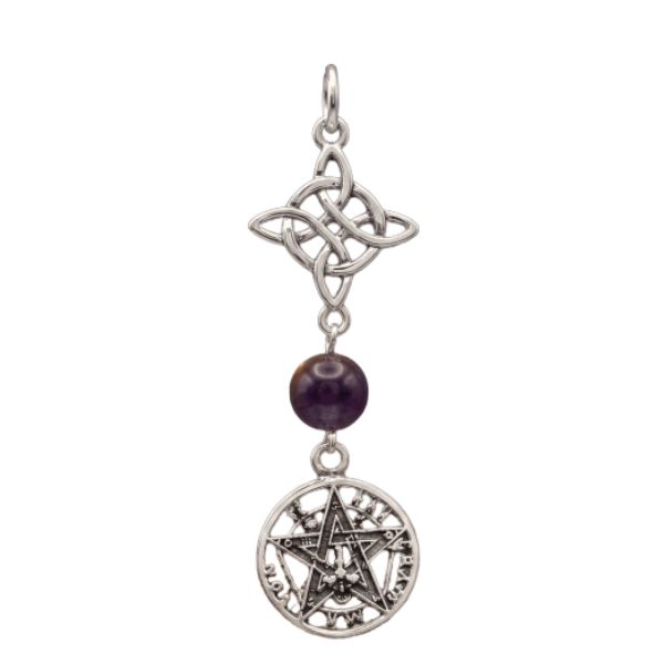 Colgante Nudo de B ruja/Tetragramatón /Amatista 4397