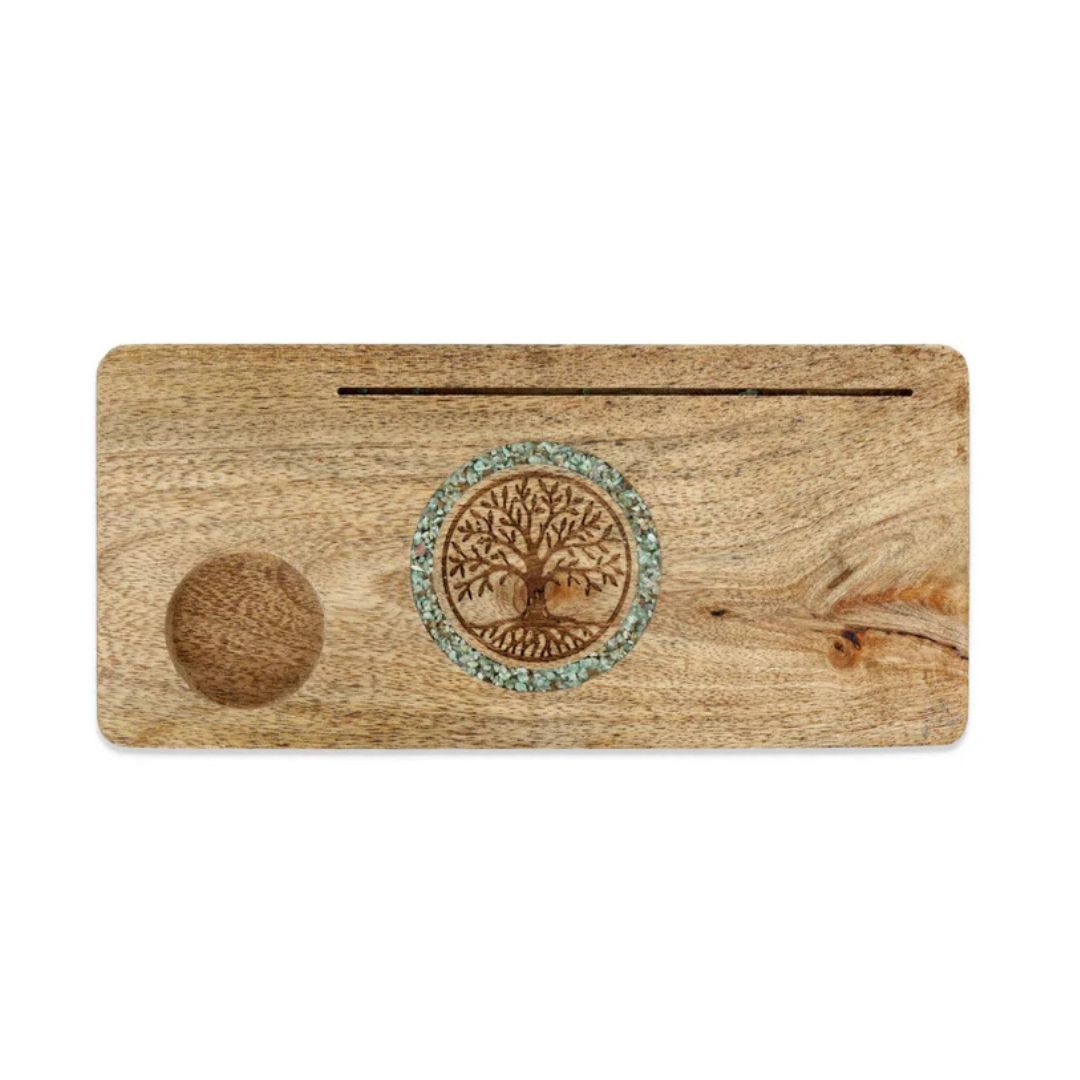 Portatarjetas Árbol de la vida amazonita madera de mango 78476