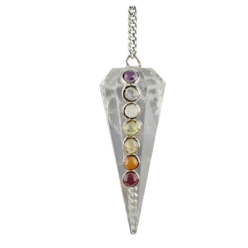 Pendulo facetado cuarzo chakras 3080